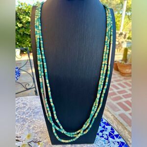 Vintage Liz Clairborne Turquoise Heshi Multi-strand Beaded Necklace 44.5”